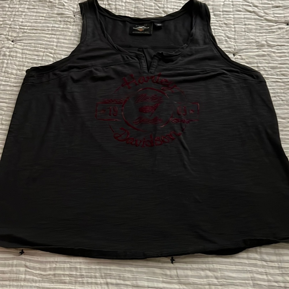 Harley-Davidson Black Tank Top with Dark Red Logo